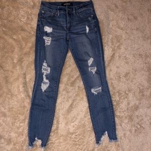 Express Distressed Skinny Jeans